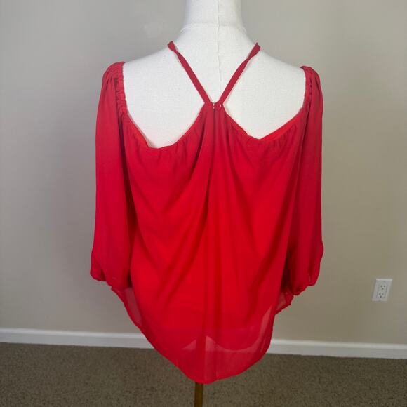 Vemvan Spaghetti Halter Off The Shoulder Red Lightweight Top US Womens M - Picture 3 of 9